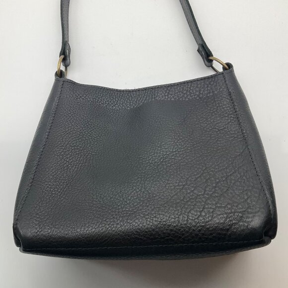 Portland Leather Goods Black Pebbled Leather Triangle Shoulder Bag - Picture 8 of 15